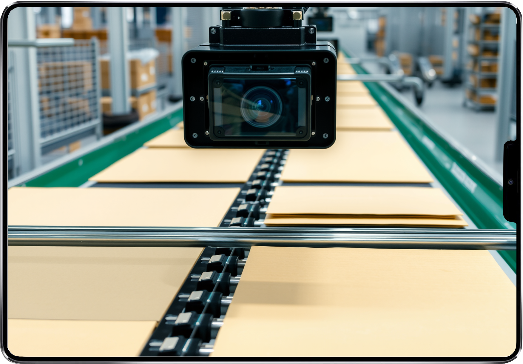 ИИ-датчик с камерой для контроля качества на производственной линии